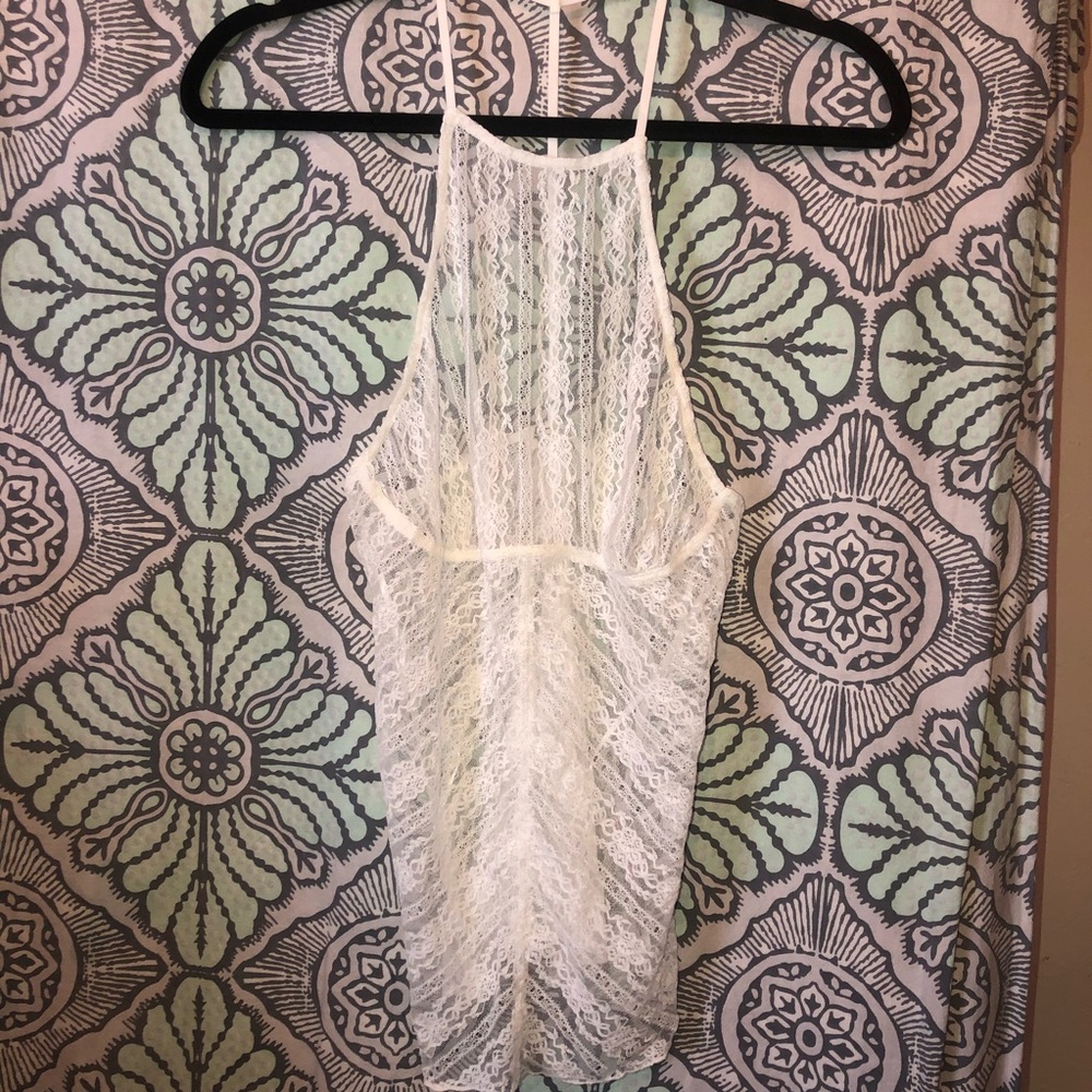 Free people open back lace tank